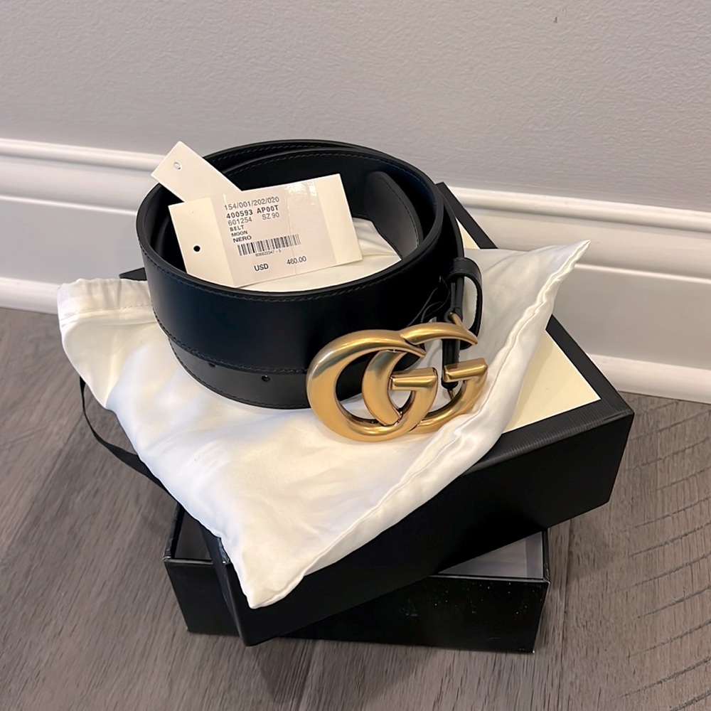 Gucci GG Marmont Black Leather Belt